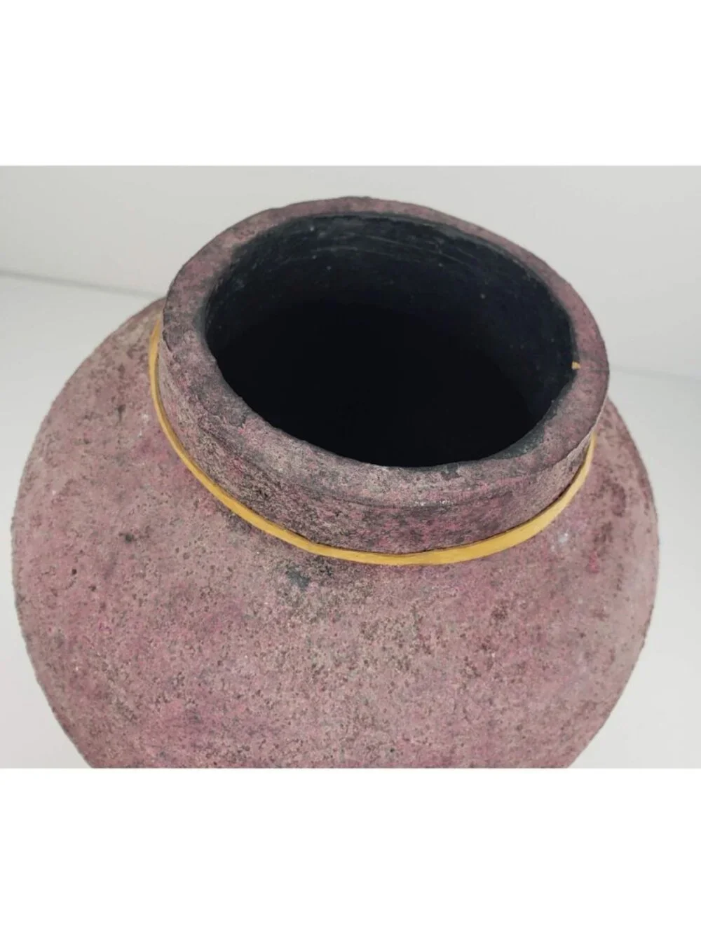 Raku Style Large Vase Rough Spackled Texture Leather Strap